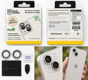 BodyGuardz Pure 3 Tempered Glass Camera Protectors – iPhone 15 / 15 Plus
